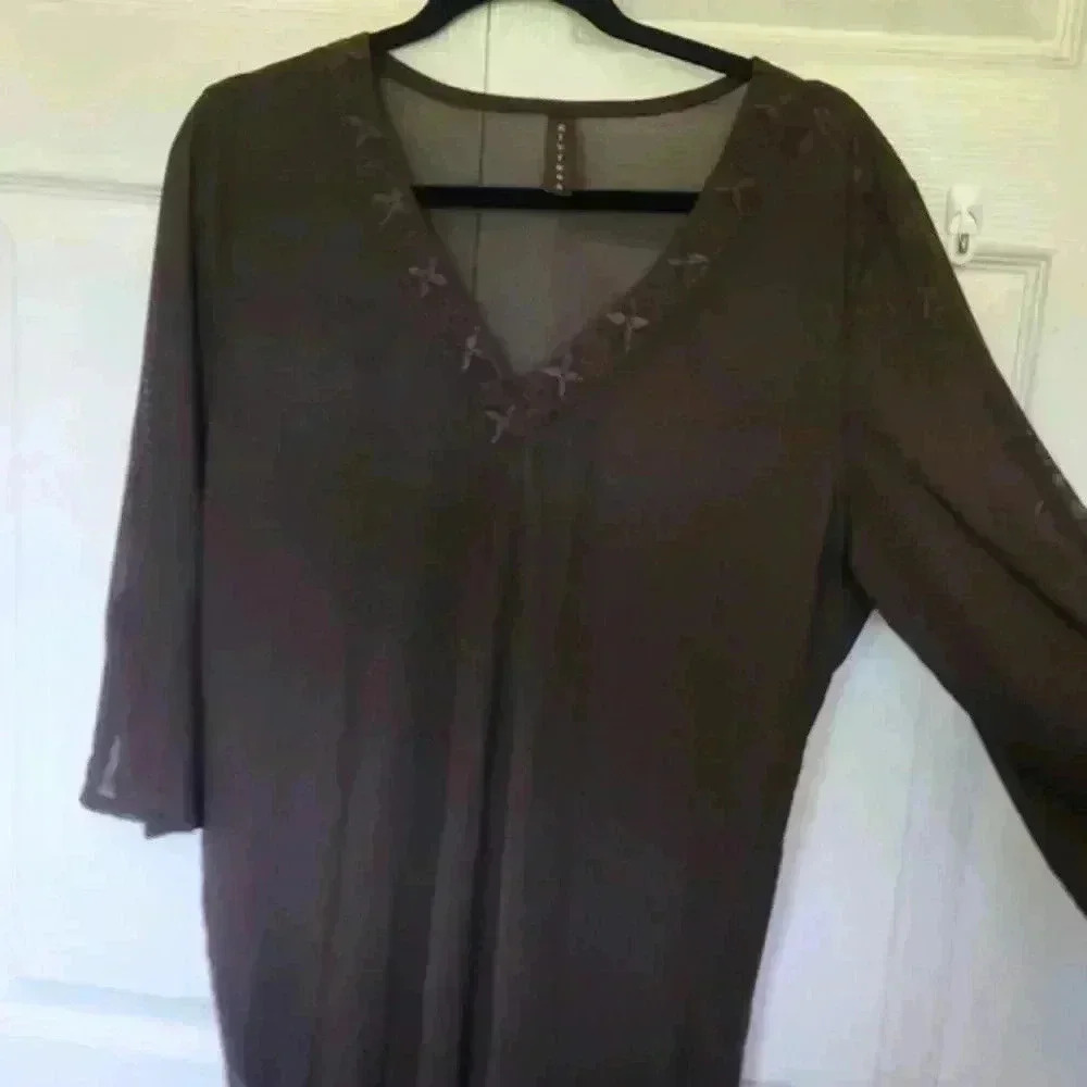 Eivissa Women's Brown Embroidered Bathing Suit Cover Up - Size  Medium